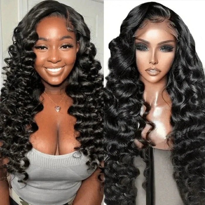 Ldjoy Loose Deep Wave 4x4 Lace Closure Wig Natural Black Human Hair Wig