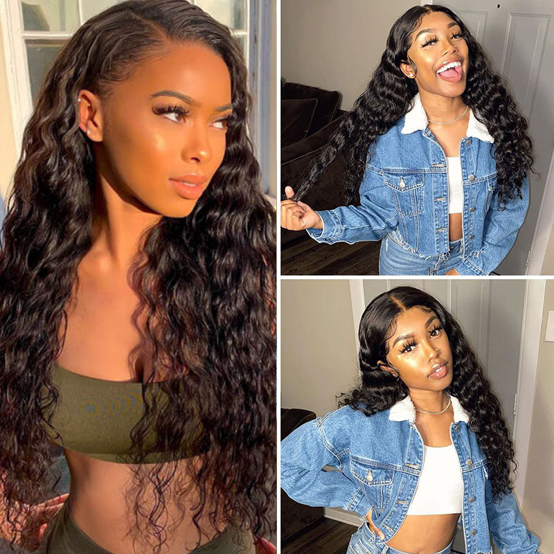 Ldjoy Loose Deep Wave 5x5 Lace Closure Wig Natural Black Human Hair Wig