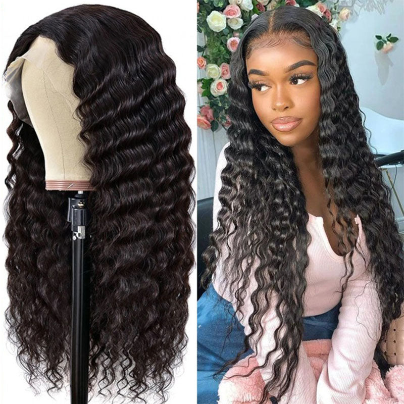 Ldjoy Loose Deep Wave T Part Wig Natural Black Human Virgin Hair For Women 180% Density