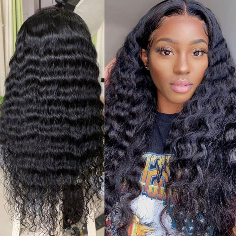 Ldjoy Loose Deep Wave T Part Wig Natural Black Human Virgin Hair For Women 180% Density