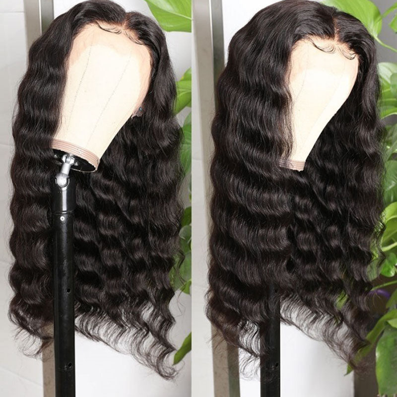 Ldjoy Loose Deep Wave T Part Wig Natural Black Human Virgin Hair For Women 180% Density