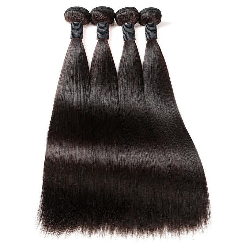 Ldjoy Straight 4 Pcs Bundles Hair Weft With 4x4 Lace Closure Human Hair