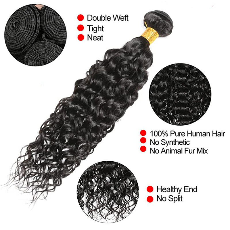 Ldjoy Water Wave 1 Bundle Hair Weft Natural Black Human Hair