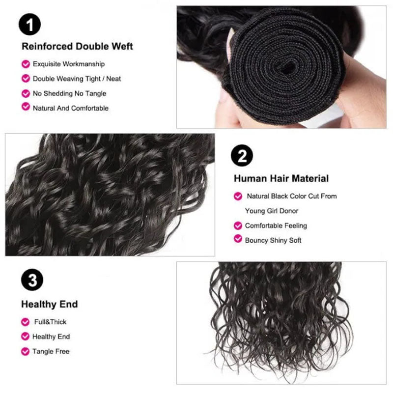 Ldjoy Water Wave 1 Bundle Hair Weft Natural Black Human Hair