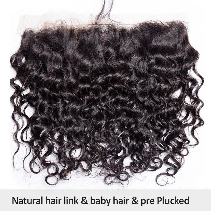 Ldjoy Water Wave 1 Pcs Lace Frontal Natural Black Human Hair