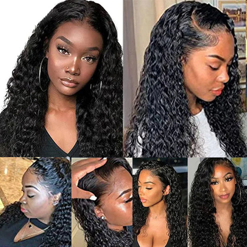 Ldjoy Water Wave 3 Bundles Hair Weft With 4x4 Lace Closure Natural Black