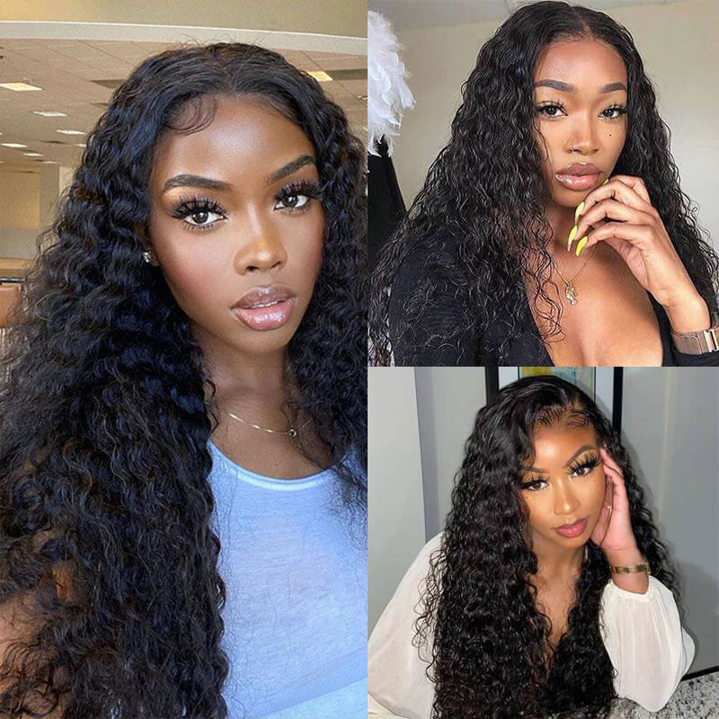 Ldjoy Water Wave 4 Bundles Hair Weft With 13x4 Lace Frontal Human Hair