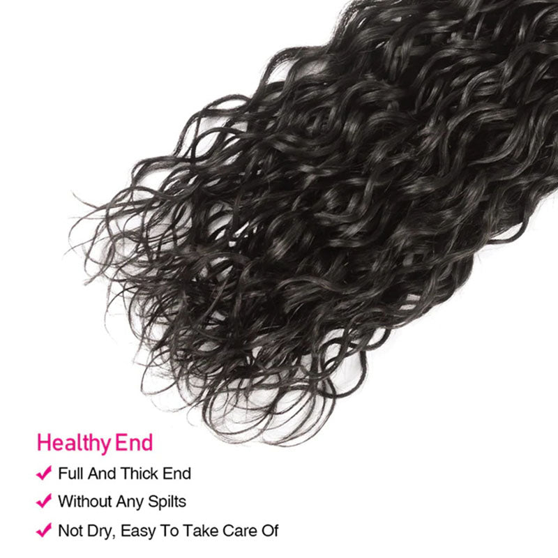 Ldjoy Water Wave 4 Bundles Hair Weft With 13x4 Lace Frontal Human Hair