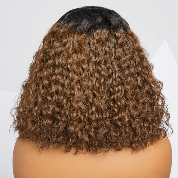 Ldjoy 1B/33 Ombre Black with Brown Color Lace Human Hair Wigs 13x4 HD Lace Front Wig Curly Wigs