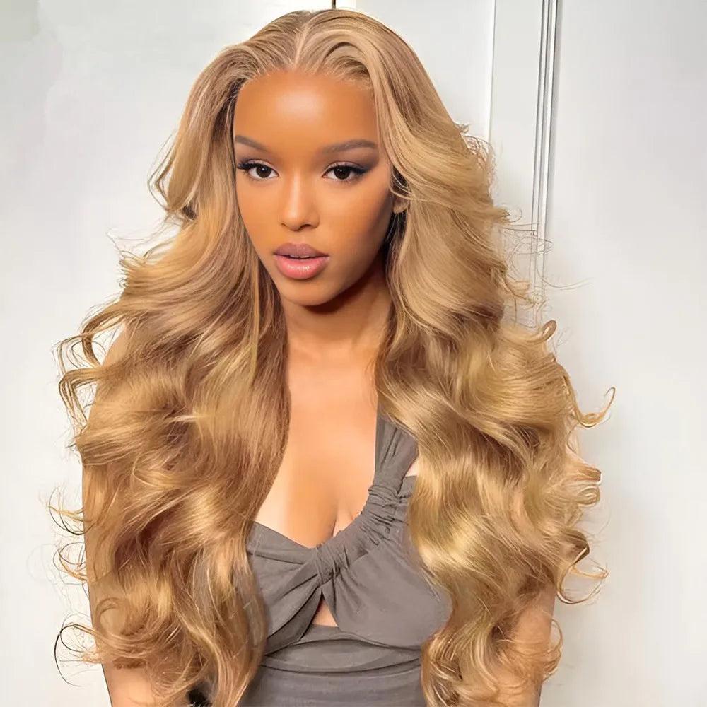 Ldjoy Honey Blonde Lace Front Wig Human Hair Body Wave 13x4 Lace Frontal Human Hair Wigs Pre Plucked with Baby Hair 27