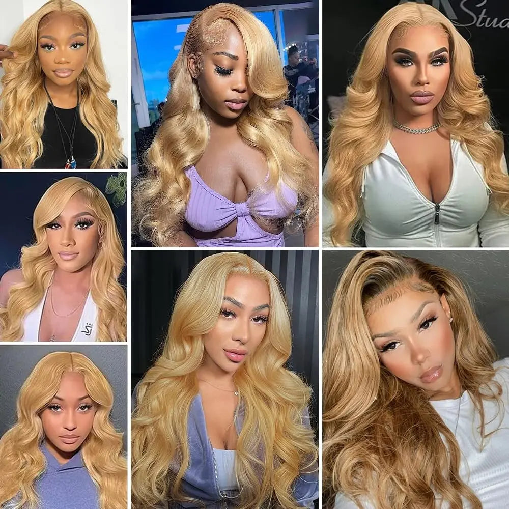 Ldjoy Honey Blonde Lace Front Wig Human Hair Body Wave 13x4 Lace Frontal Human Hair Wigs Pre Plucked with Baby Hair 27