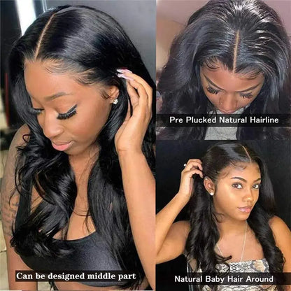 Ldjoy Body Wave T Part Wig Natural Black Human Hair Wig 180% Density