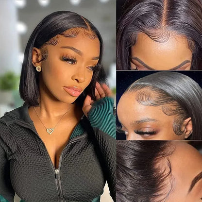 Ldjoy Wigs 4X4 Lace Closure Bob Wigs Human Hair Straight Short Bob Glueless Wigs Undetectable Transparent Lace Wig Pre Plucked for Women