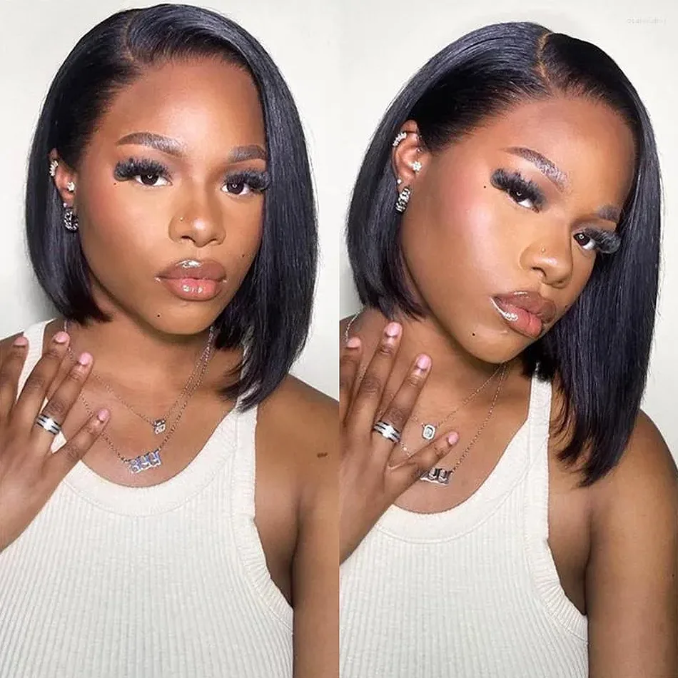 Ldjoy Wigs 4X4 Lace Closure Bob Wigs Human Hair Straight Short Bob Glueless Wigs Undetectable Transparent Lace Wig Pre Plucked for Women