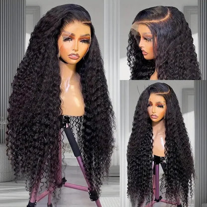 Ldjoy Deep Wave 13x6 Lace Front Wig Natural Black Human Hair Wig