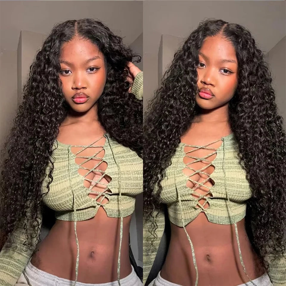 Ldjoy Deep Wave 13x6 Lace Front Wig Natural Black Human Hair Wig