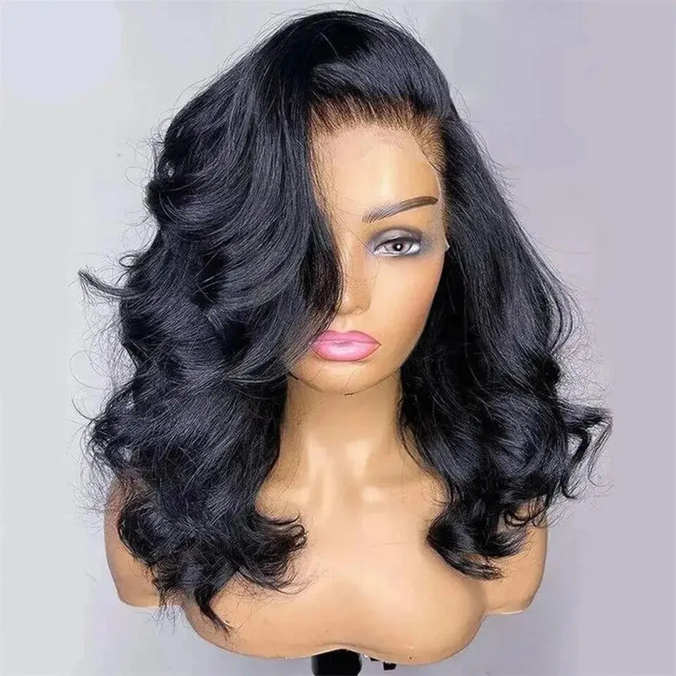 Ldjoy Body Wave Bob 13x6 Lace Front Wig Natural Black Human Hair Wig