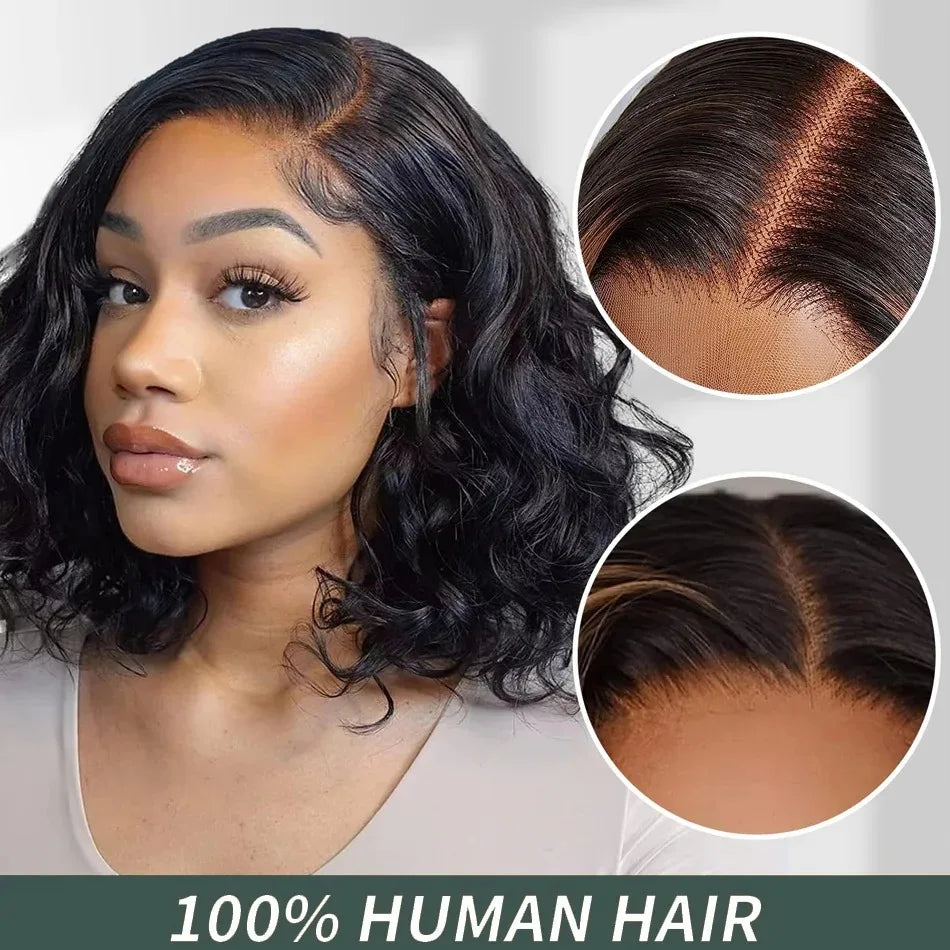 Ldjoy Body Wave Bob 13x6 Lace Front Wig Natural Black Human Hair Wig