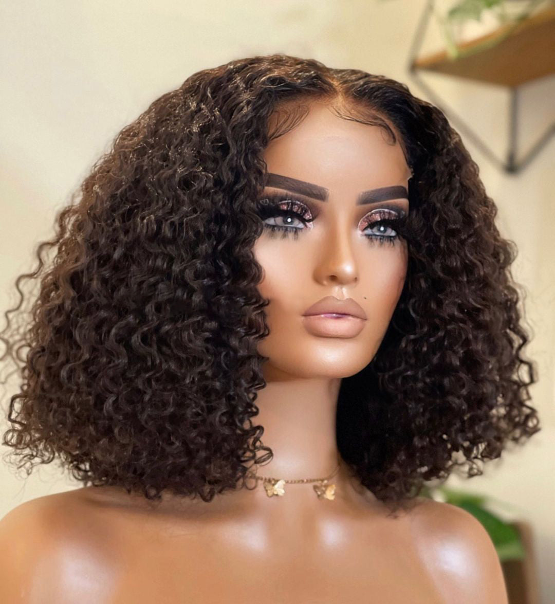 Ldjoy Deep Wave 13x6 Lace Front Bob Wig Natural Black Human Hair Wig For Women
