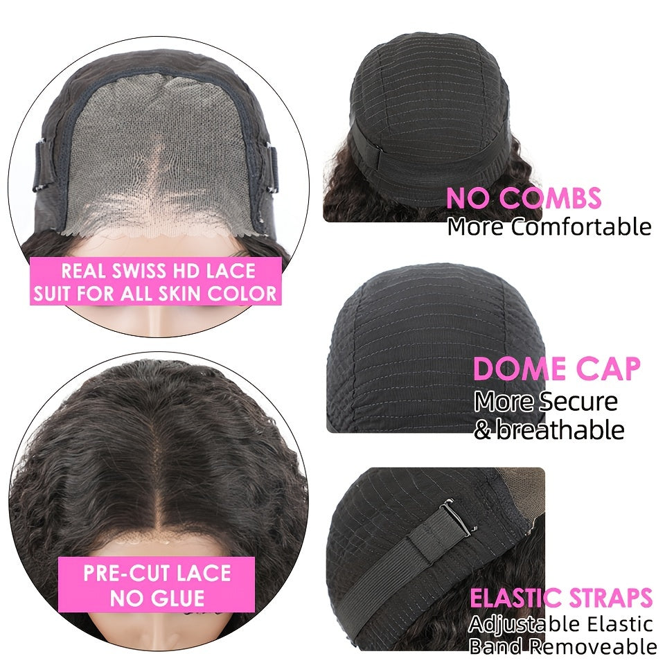 Ldjoy Deep Wave Glueless Pre-Cut Lace Wig 5x5 / 4x6  HD Lace Closure Wig Natural Color Human Hair Wig