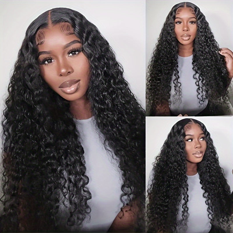 Ldjoy Pre-Cut Curly Glueless 5x5 / 4x6  HD Lace Closure Wig Natural Black Human Hair Wig