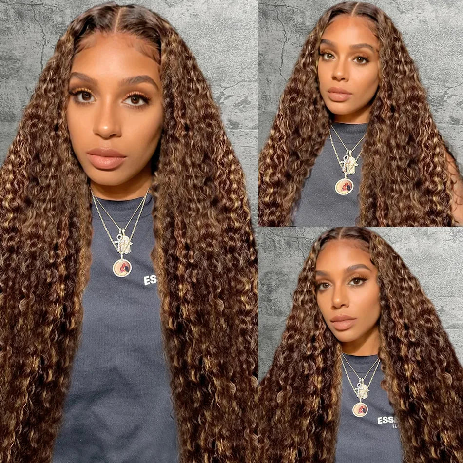 Ldjoy Highlight Water Wave P4/27 Color 13x6 Lace Front Human Hair Wig