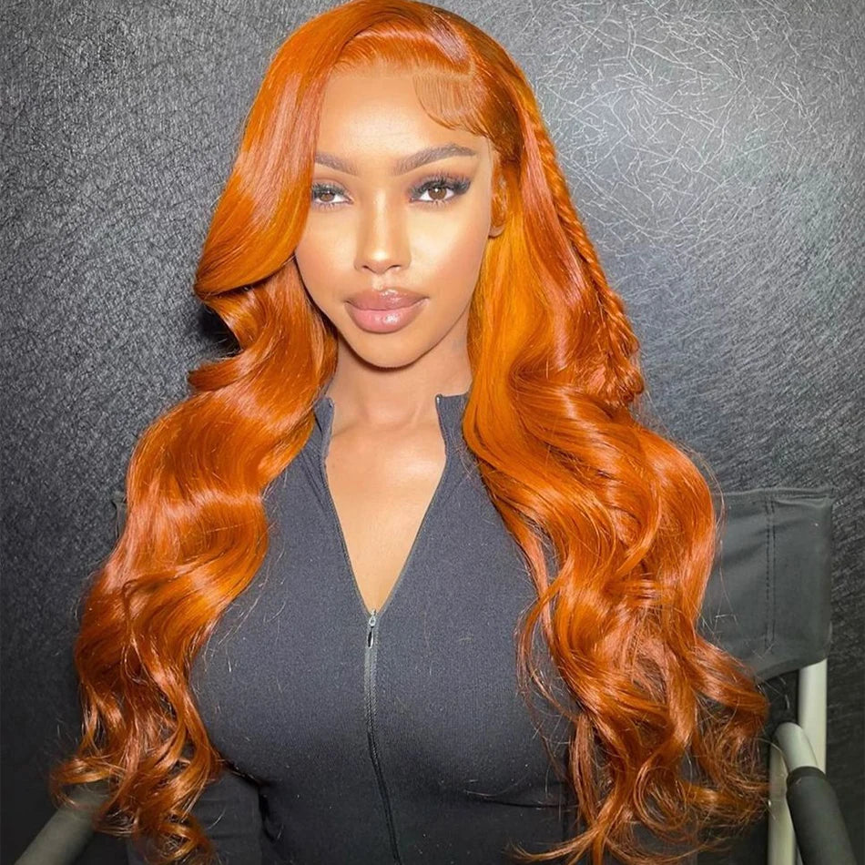 Ginger Orange Body Wave 4X4 Lace Closure Wig Glueless Lace Wig Pre-plucked Pre-layered Body Wave Wig for Black Women