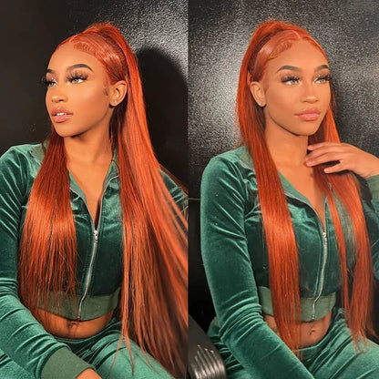 Ldjoy Wigs Ginger Lace Closure Wigs Human Hair 4X4 Straight Transparent Lace Closure Wigs