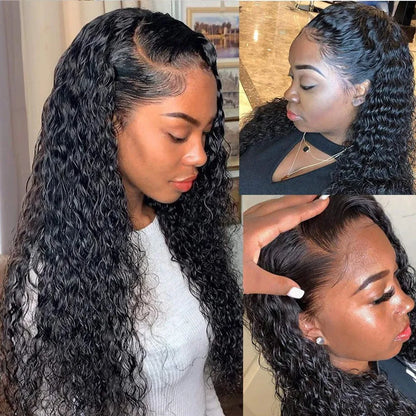 Ldjoy Water Wave 4x4 Lace Closure Wig Natural Black Human Hair Wig