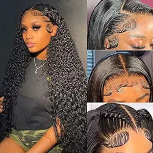 Ldjoy Deep Wave 5x5 Lace Closure Wig Natural Black Human Hair Wig