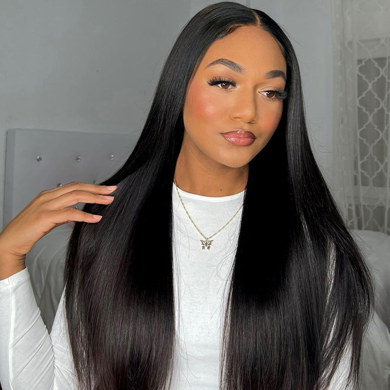 Ldjoy 5x5 Straight Transparent Lace Closure Wigs Pre Plucked with Baby Hair Glueless Virgin Human Hair Wig