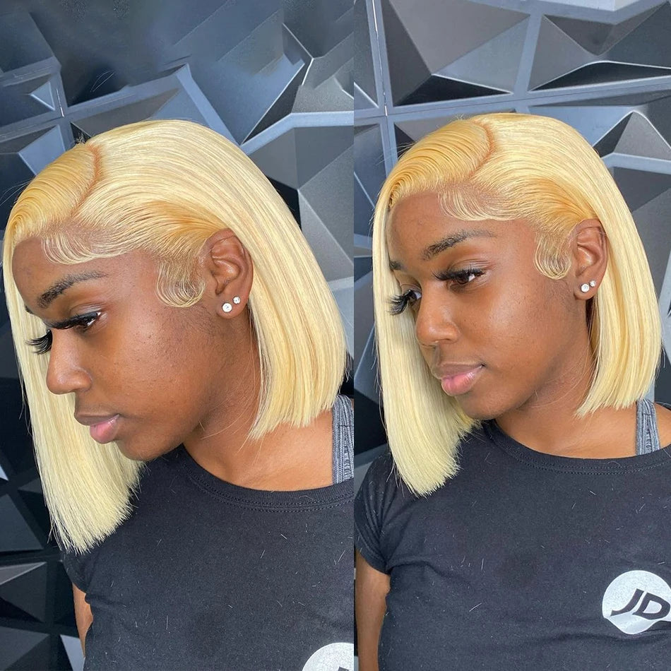 Ldjoy Wigs 613 Bob Blonde Lace Front Wigs Human Hair 13x4 Transparent Lace Frontal Wig Human Hair Pre Plucked With Baby Hair