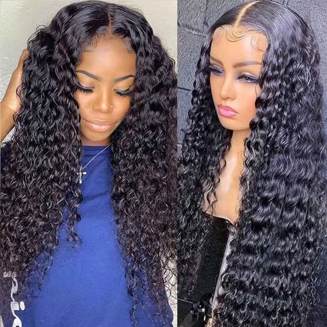 Ldjoy Deep Wave 5x5 Lace Closure Wig Natural Black Human Hair Wig