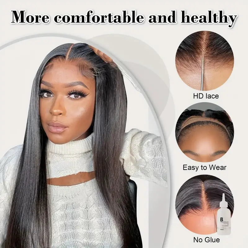 Ldjoy Straight Glueless Wig 4x4 / 6x4.5 Pre-Cut Lace Breathable Cap-Air Wig Pre Plucked &amp; Bleached Ready to Go