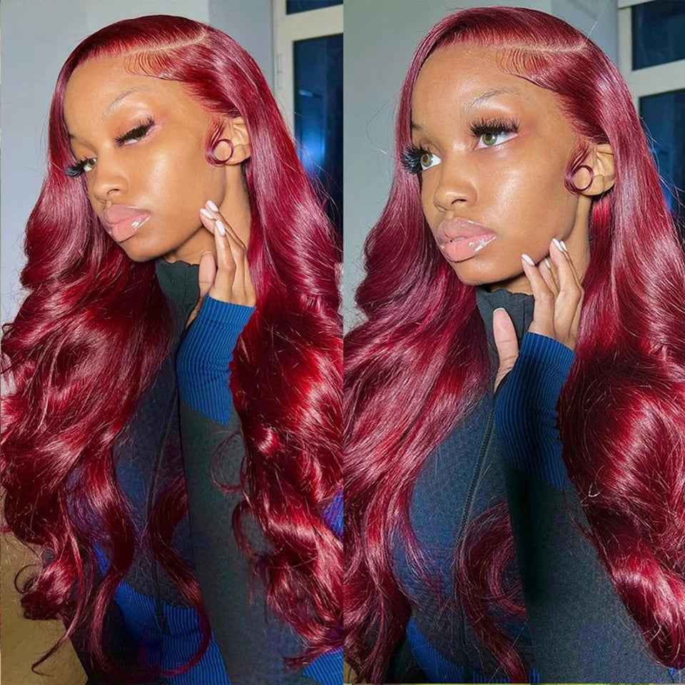 Ldjoy Body Wave 99J Color 13x4 Lace Front Wig Human Hair Wig