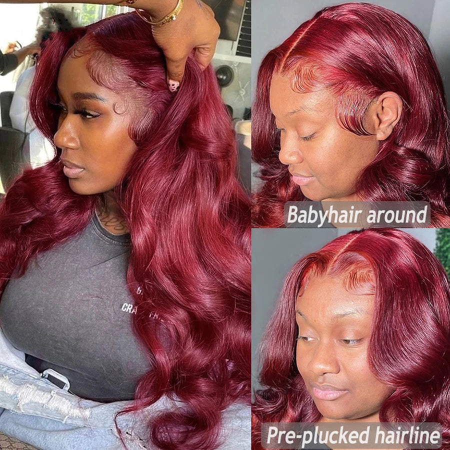 Ldjoy Body Wave 99J Color 13x4 Lace Front Wig Human Hair Wig