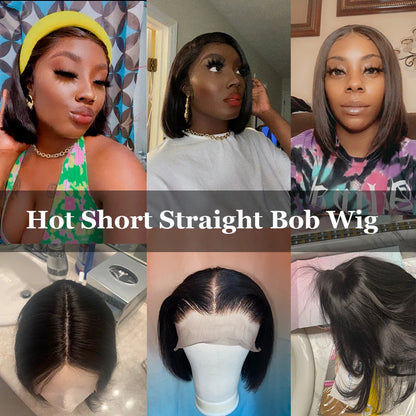 Ldjoy Hair Bob Straight 13x4 Lace Front Wigs Human Hair Short Bob 100% Human Hair Wig Black Lace Front Wig