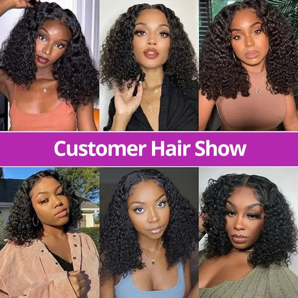 Ldjoy Deep Wave 13x4 Lace Front Bob Wig Natural Black Human Hair Wig For Women