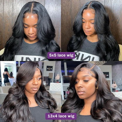 Ldjoy Body Wave 5x5 HD Lace Closure Wig Natural Black Human Hair Wig