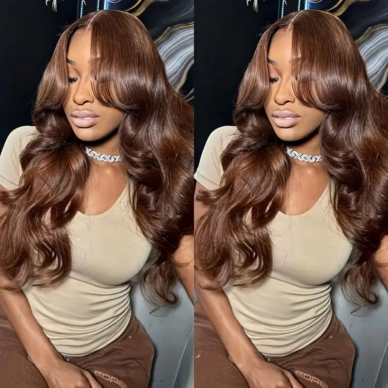 Ldjoy Wigs Chocolate Brown 4x4 Lace Closure Wig Human Hair Auburn Body Wave Human Hair Colored Hd Transparent Glueless Wigs Pre Plucked