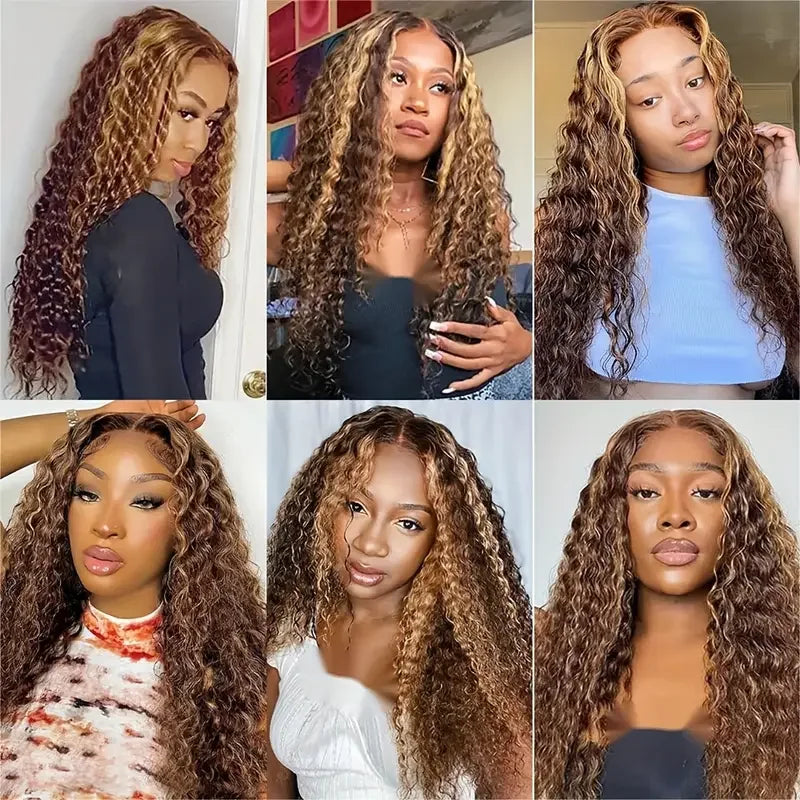 Ldjoy Highlight Water Wave P4/27 Color 13x6 Lace Front Human Hair Wig