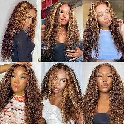 Ldjoy Highlight Water Wave P4/27 Color 13x6 Lace Front Human Hair Wig