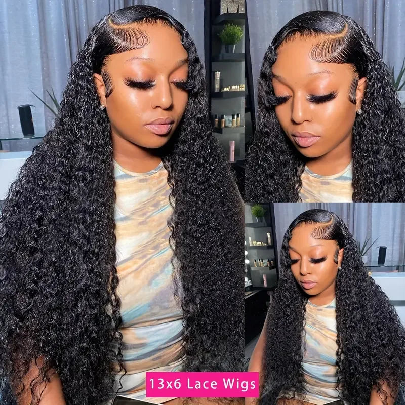 Ldjoy Curly 4x4 Lace Closure Wig Natural Black Human Hair Wig