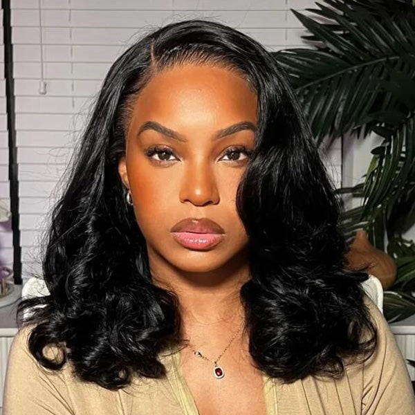 Tiktok Ldjoy Bob Body Wave 13x4 Lace Front Wig 180% Density Glueless Wigs Human Hair Pre Plucked Short Bob Wigs Natural Black Human Hair Wig
