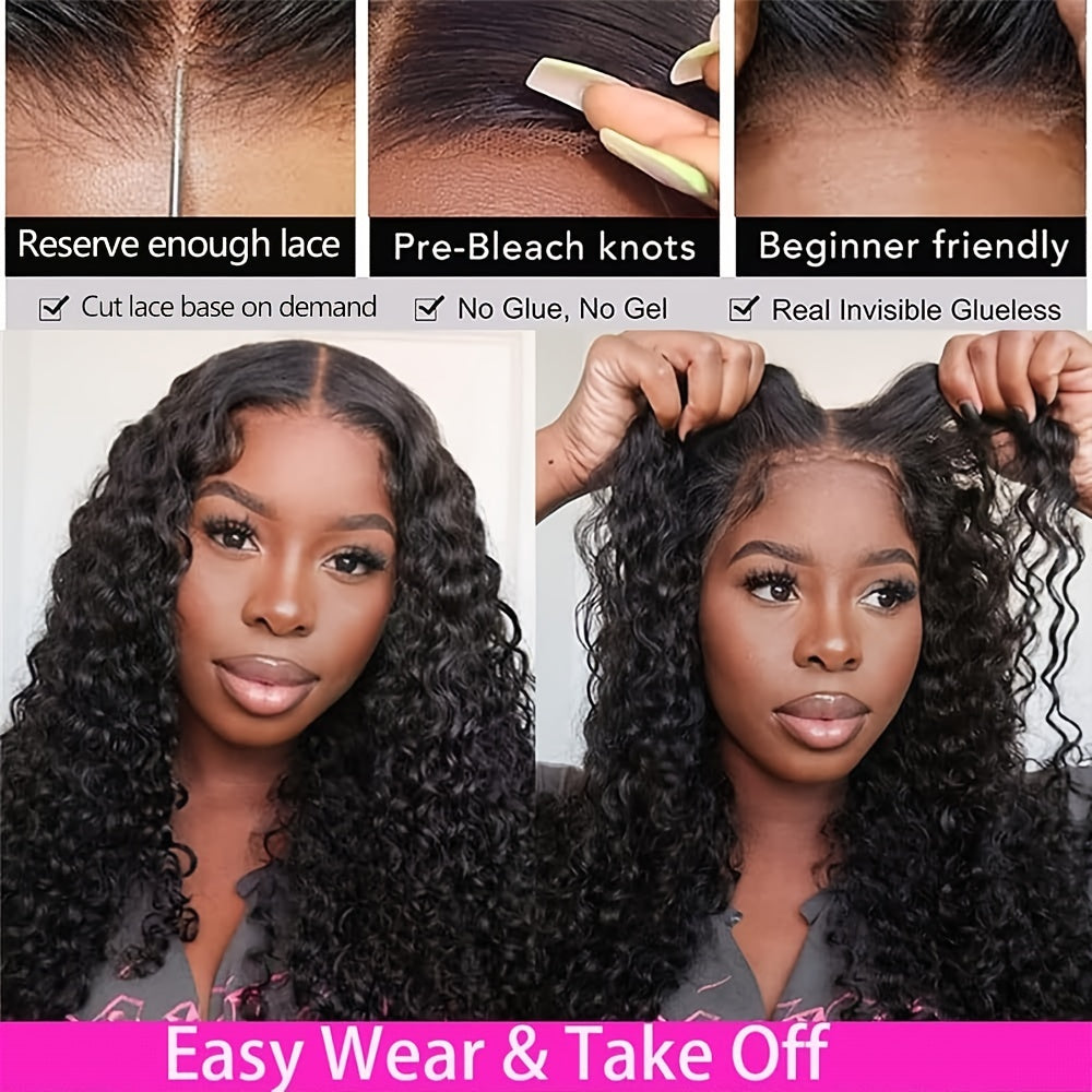 Ldjoy Water Wave Wig 5x5 / 4x6 HD Pre Cut Lace Glueless Closure Human Hair Wig Pre Plucked &amp; Bleached Ready to Go