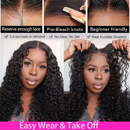 Ldjoy Water Wave Wig 5x5 / 4x6 HD Pre Cut Lace Glueless Closure Human Hair Wig Pre Plucked &amp; Bleached Ready to Go