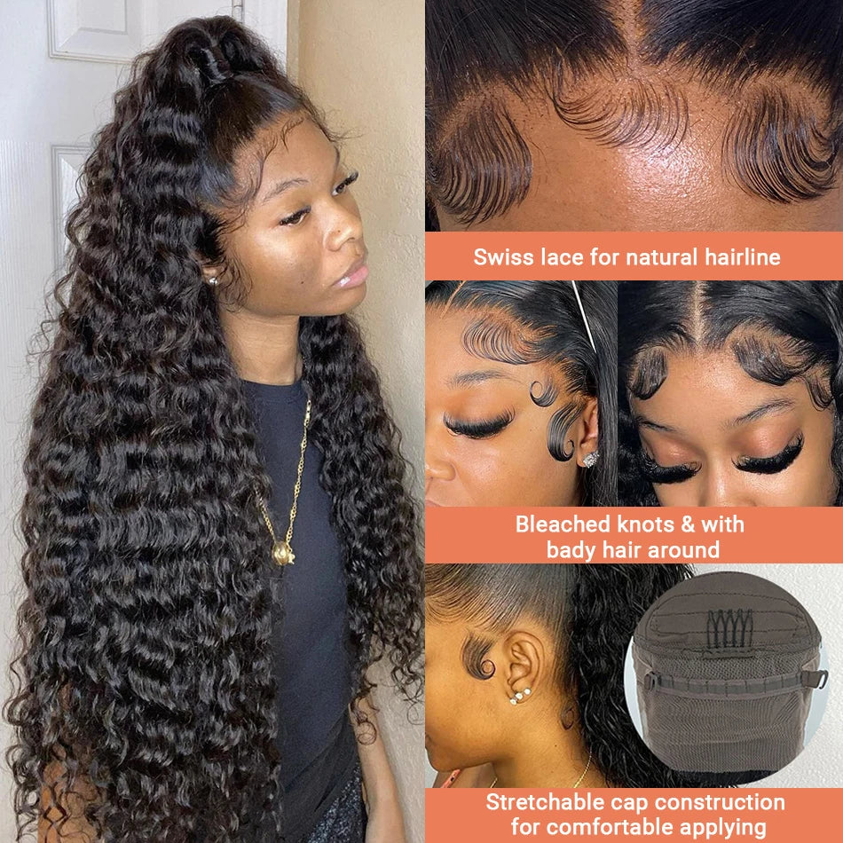 Ldjoy Curly 13x6 Lace Front Wig Natural Black Human Hair Wig