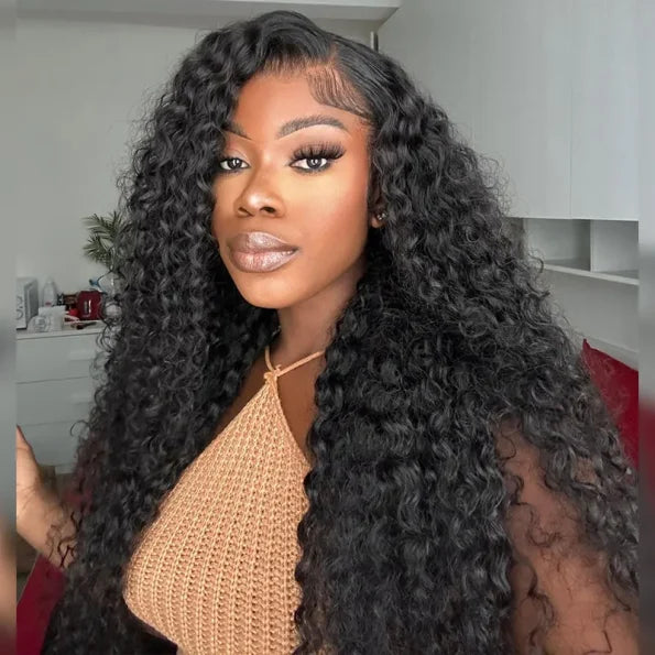 Ldjoy Deep Wave 5x5 Lace Closure Wig Natural Black Human Hair Wig