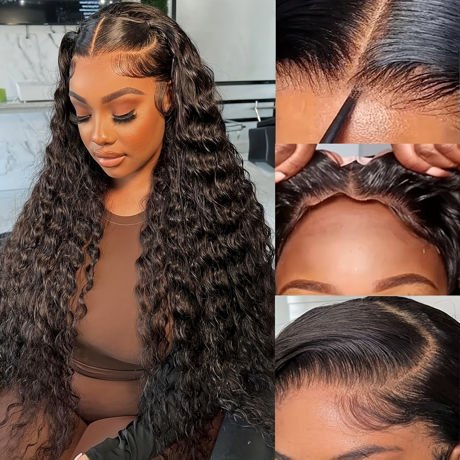 Ldjoy Deep Wave Glueless Pre-Cut Lace Wig 5x5 / 4x6  HD Lace Closure Wig Natural Color Human Hair Wig