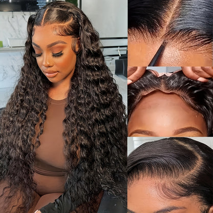 Ldjoy Deep Wave Glueless Pre-Cut Lace Wig 5x5 / 4x6  HD Lace Closure Wig Natural Color Human Hair Wig
